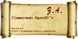 Zimmerman Agenór névjegykártya